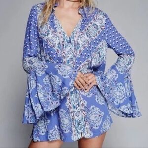 Free People Magic Mystery Boho Blue Mini Dress Tunic
Size L
